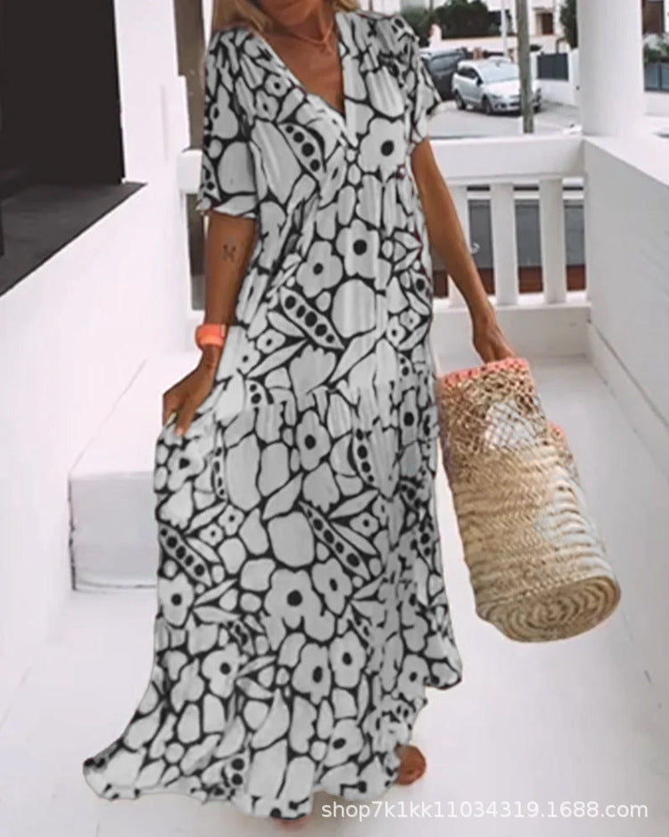 Robe ample à fleurs pour femme