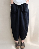 Pantalon sarouel d'automne en coton et lin