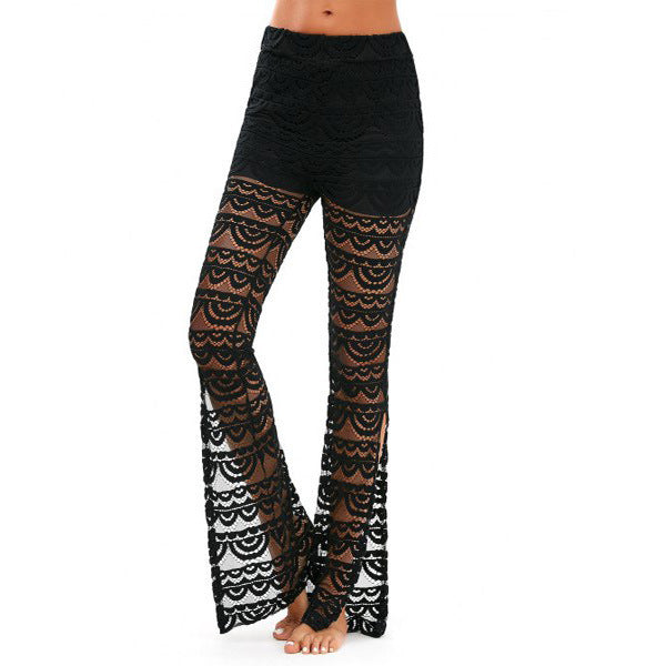 Pantalon d'été élégant en dentelle transparente