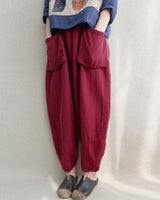 Pantalon sarouel d'automne en coton et lin
