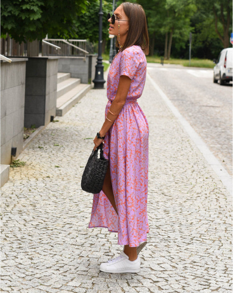 Robe imprimée à manches courtes