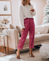 Pantalon taille haute à cordon de serrage