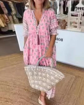 Robe imprimée à manches lanternes