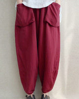 Pantalon sarouel d'automne en coton et lin
