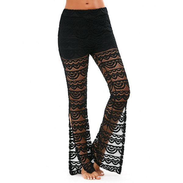 Pantalon d'été élégant en dentelle transparente