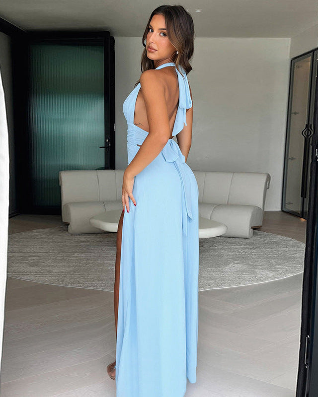 Robe longue avec poitrine ouverte