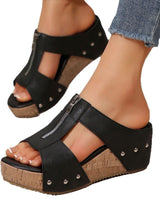 Sandale compensée à bout ouvert