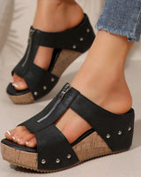 Sandale compensée à bout ouvert