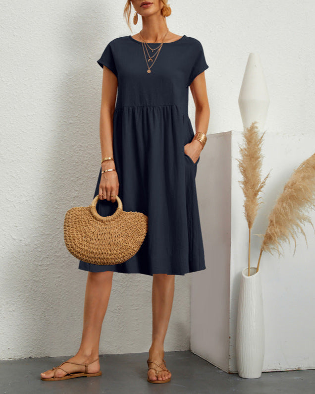 Robe en coton avec une jupe trapèze