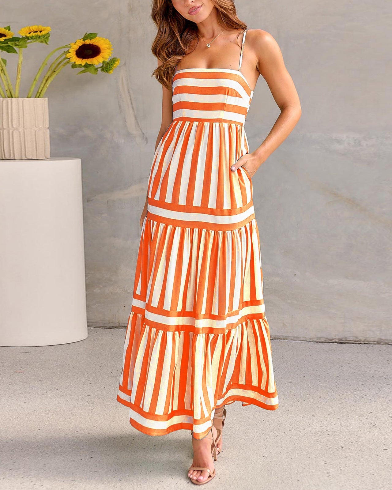 ROBE FLUIDE À RAYURES
