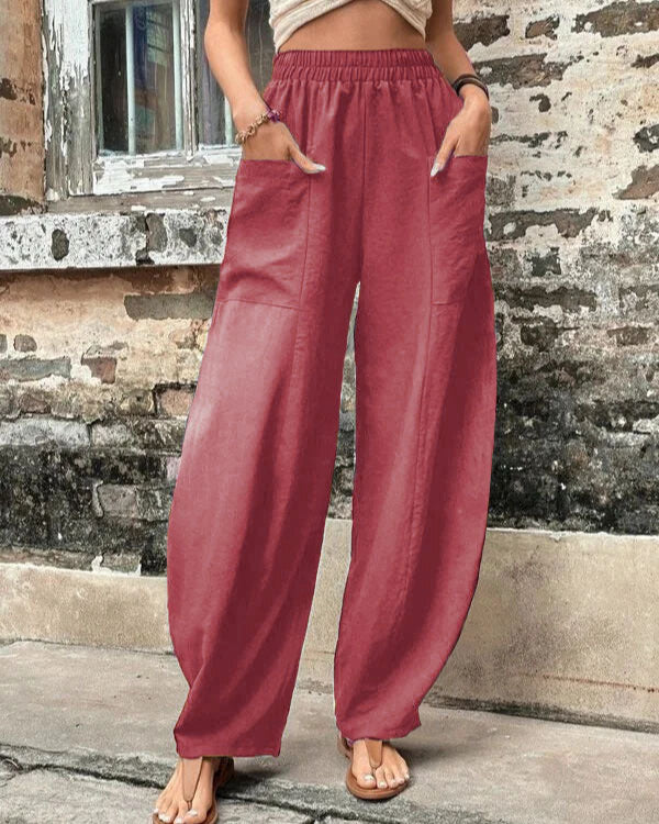 Pantalon décontracté élastique avec poches