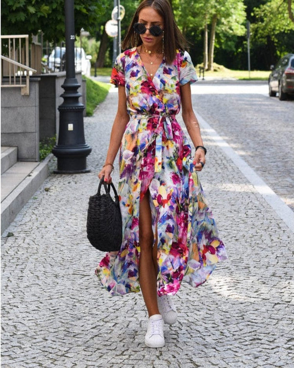 Robe imprimée à manches courtes