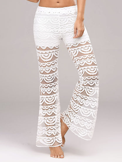 Pantalon d'été élégant en dentelle transparente