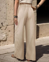 Pantalon élastique noué en feuille de lotus