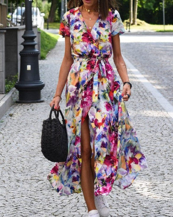 Robe imprimée à manches courtes