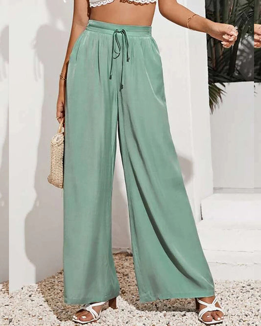 Pantalon large à cordon élastique